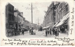 Cardiff Wales UK, Queen Street Scene, Street Car Wagons Shops Shaving Sign, C1900s/10s Vintage Postcard - Glamorgan