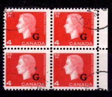 Canada1963 4 Cent Cameo G Overprint Block Of 4  #O48 - Overprinted