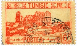 TUNISIA, FRENCH PROTECTORATE, ANFITEATRO DI EL DJEM, 1947, FRANCOBOLLO USATO, Mi 308, Scott 204, YT 290 - Oblitérés