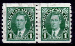 Canada 1937 1 Cent King George VI Mufti Issue #238 Coil Pair - Autres & Non Classés