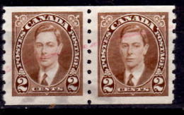 Canada 1937 2 Cent King George VI Mufti Issue #239 Coil Pair - Other & Unclassified