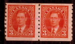 Canada 1937 3 Cent King George VI Mufti Issue #240 Coil Pair - Other & Unclassified