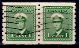 Canada 1942 1 Cent King George VI War Issue #263 Coil Pair - Otros & Sin Clasificación