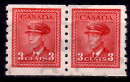 Canada 1942 3 Cent King George VI War Issue #265 Coil Pair - Autres & Non Classés