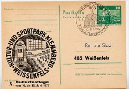 DDR P79-4b-77 C40-b Postkarte ZUDRUCK T.1 Sportpark Klemmberg Weißenfels Sost. 1977 - Privatpostkarten - Gebraucht