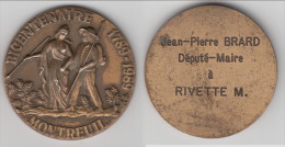 **** MEDAILLE MONTREUIL BICENTENAIRE 1789-1989 - J.-P. BRARD DEPUTE MAIRE **** EN ACHAT IMMEDIAT !!! - Professionals / Firms