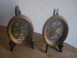 PEINTURE SUR CUIVRE A DECOR FLORAL  SIGNEE S.KELLER  - ( 2 MINIATURES  ) - Sonstige & Ohne Zuordnung