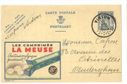 @ CARTE PUB N°1 LES COMPRIMES LA MEUSE  07/08/1943 ENVOYEE DE VIRTON - Virton