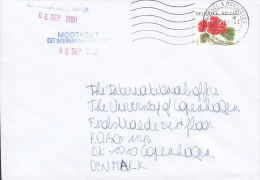 Belgium Deluxe BRUSSEL N2001 Cover Lettre To Denmark 3-Sided Perf. Flower Blume Stamp - Cartas & Documentos