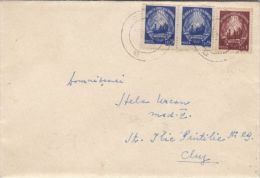 COMMUNIST COAT OF ARMS, STAMPS ON COVER, 1949, ROMANIA - Covers & Documents