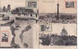 JEUX OLYMPIQUES De PARIS De 1924 - RARES VIGNETTES DIFFERENTES SUR 4 CARTES De PARIS Avec EXPLICATION SUR L'UNE D'ELLE - Sport