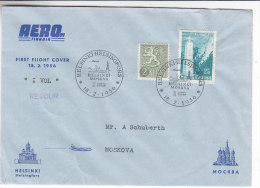 Phares - Finlande - Lettre De 1956 - 1er Vol Helsinki - Moscou -  Oblitération Spéciale - Covers & Documents
