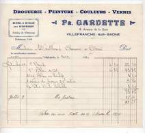 Droguerie, Fr. Gardette, Avenue De La Gare, Villefranche Sur Saône - 1936 - Drogisterij & Parfum