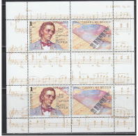 BULGARIA 2010 HISTORY Famous Musicians FREDERICK CHOPIN - Fine Sheet MNH - Unused Stamps