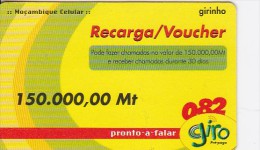 Mozambique, 150.000,00Mt, Giro Recharge Card, 2 Scans.  Expiry : 31/12/2004 - Mozambico