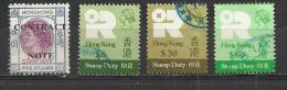 HONG KONG - STAMPS DUTY - 4 DIFFERENT - HIGHEST FACIAL VALUES - USED OBLITERE GESTEMPELT USADO - Postage Due