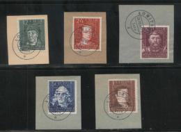 POLAND 1944 GENERAL GOUVERNEMENT CULTURE ISSUE SET OF 5 ON PIECES USED LOWICZ LOWITSCH - Algemene Overheid