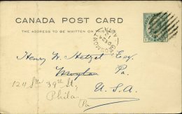 Entier Postal Carte 1 C Bleu Oblitéré De Grosmont 24/12/1912 Pour Les U.S.A. PLi Vertical à Gauche. - 1903-1954 Kings