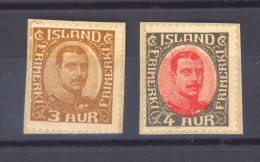 Islande  -  1920  :    Mi  84-85  (*) - Neufs