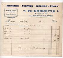 Droguerie, Fr. Gardette, Avenue De La Gare, Villefranche Sur Saône - 1934 - Drogisterij & Parfum