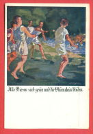 138138 / Otto Amtsberg - Young Boys Bathe In The River , Alle Wiesen Sind Grün Und Die Blümelein Blühn Publ. Deutschland - Amtsberg, Otto