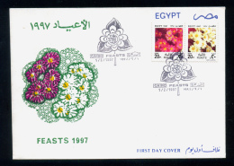EGYPT / 1997 / FESTIVALS / FLOWERS / PINK ASTERS / WHITE ASTERS / FDC - Cartas & Documentos