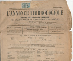 825/21 - Journal L´ Annonce Timbrologique BRUXELLES Novembre 1898 - TP 1 C Expédiée En IMPRIME - Französisch (bis 1940)