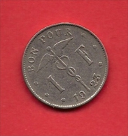 BELGIUM, 1923, Circulated Coin, 1 Franc. Km89, C1666 - 1 Franc