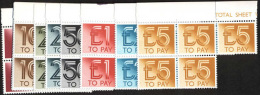 GB  - GREAT BRITAIN -  POSTAGE  DUE  Set In Blocs Of 5x - **MNH  - 1982 - Face Val. 46 Pound - Taxe
