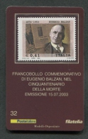 ITALIA TESSERA FILATELICA 2003 - ANNIVERSARIO MORTE EUGENIO BALZAN - 069 - Philatelistische Karten