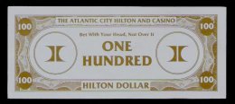 Test Note "HILTON" Testnote,  100 Dollars, RRRRR, UNC, Sehr Alt!! Dollar Size - Autres & Non Classés