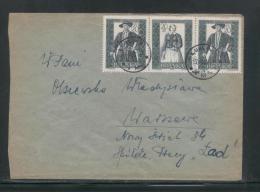 POLAND 1961 (1959) LETTER LUBLIN 2 TO WARSAW MIXED FRANKING 20GR FOLK COSTUMES STRIO OF 3 - Lettres & Documents