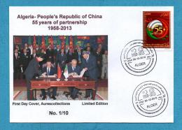 Algeria China, FDC, Partnership And Cooperation, 55th Anniv. Diplomatic Relations Algerie Chine 2013 - Buste