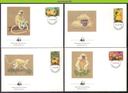 Mud012fb WWF FAUNA ZOOGDIEREN AAP APEN GOLDEN LANGUR MONKEYS MAMMALS AFFEN  BHUTAN 1984 FDC'S - FDC