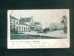 AK - Gruss Aus Rastatt - Bahnhof Und Bahnhofshotel ( Animée Verlag Eger En L'état ) - Rastatt