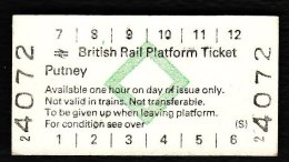 Railway Platform Ticket PUTNEY BRB(S) Green Diamond Edmondson - Europe