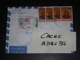 LETTRE CONGO ZAIRE AVEC YT 1337 X 4 ET 1252 - PRESIDENT MOBUTU - REVOLUTION FRANCAISE - - Gebruikt