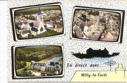 91 MILLY LA FORET MULTIVUES EGLISE CHATEAU PLACE DU MARCHE TRES BON ETAT N°150 - Milly La Foret