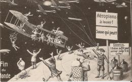 ILLUSTRATEURS : 2 CPA, Images De La Série "fin Du Monde" (19 Mai 1910), Avec Dirigeable Et Biplan. - Astronomie