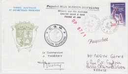 PLIS ANTARCTIQUE   MARION DUFRESNE  OP 87/1 ALFRED FAURE 16-11-1986 - Lettres & Documents