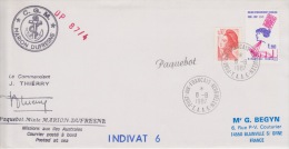 PLIS ANTARCTIQUE   MARION DUFRESNE  OP 87/4 INDIVAT 6 PORT AUX FRANÇAIS 8-8-1987 - Lettres & Documents