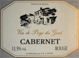 ETIQUETTE De VIN " CABERNET ROUGE Vin De Pays Du Gard  " - Conditionné Par C.R à F 30350 Moulézan  - Parfait état  - - Languedoc-Roussillon