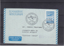 Avions - Finlande - Aérogramme De 1954 - Vol Helsinki - Londres - Blitération Spéciale - Lettres & Documents
