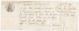 EMPREINTE FISCALE + TIMBRE A SEC EFFET DE COMMERCE + FILIGRANE 1887  SUR RECU  GRAND LEMPS ISERE -1888  - VIEUX PAPIERS - Covers & Documents