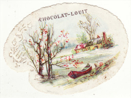CHROMO Découpis Gaufrée Chocolat Louit Palette De Peinture Paysage Barque - Louit