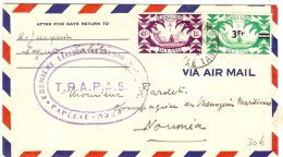 LBL23 - OCEANIE LETTRE AERIENNE PAEETE / NOUMEA  NOVEMBRE 1947  CACHET T.R.A.P.A.S. - Luftpost