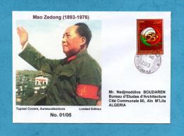 Algeria China, Circulated Cover, Mao Tse-Tung, Mao Tse Tung, 55th Anniv. Diplomatic Relations Algerie Chine 2013 - Mao Tse-Tung