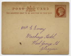 GB--Entier-Carte Postale Victoria-Half Penny-Pas De Cachet--Glasgow - Lettres & Documents