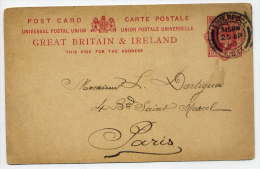GB--Entier-1903-Carte Postale Victoria-One Penny-cachet"LIVERPOOL" Pour PARIS(France)--25 AP 03--Texte Au Verso - Cartas & Documentos