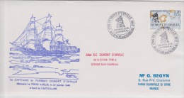 DUMONT D'URVILLE (capitaine De Vaisseau) DECOUVREUR DE LA TERRE ADÉLIE 1ER JOUR  CONDÉ SUR NOIREAU  20-2-1988 - Lettres & Documents